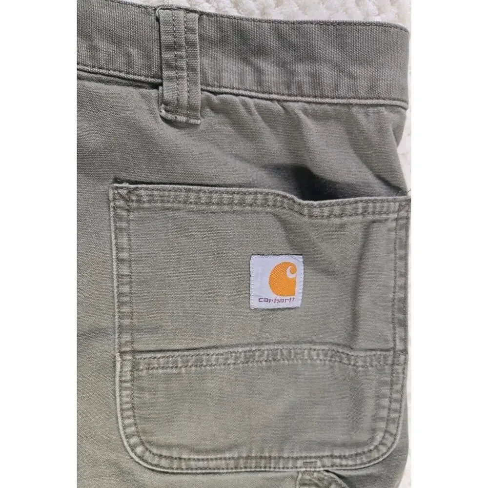 Carhartt Work Shorts Men's 44x11 Olive Gray Carpenter Utility Canvas #106